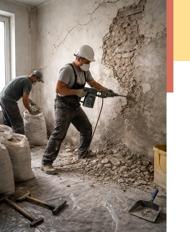 Демонтаж штукатурки со стен в калуге от 7282 руб/м² — быстро и недорого | ОТДЕЛОЧНИК-Клг