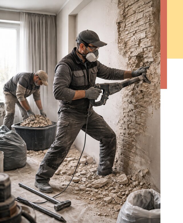 Демонтаж декоративного камня в калуге от 1467 руб/м² — быстро и недорого | ОТДЕЛОЧНИК-Клг