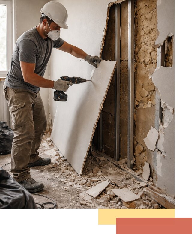 Демонтаж гипсокартона со стен в калуге качественно и быстро