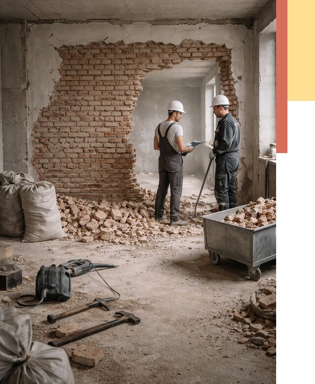 Демонтаж кирпичных стен в калуге от 4248 руб. — быстро, недорого, под ключ | ОТДЕЛОЧНИК-Клг