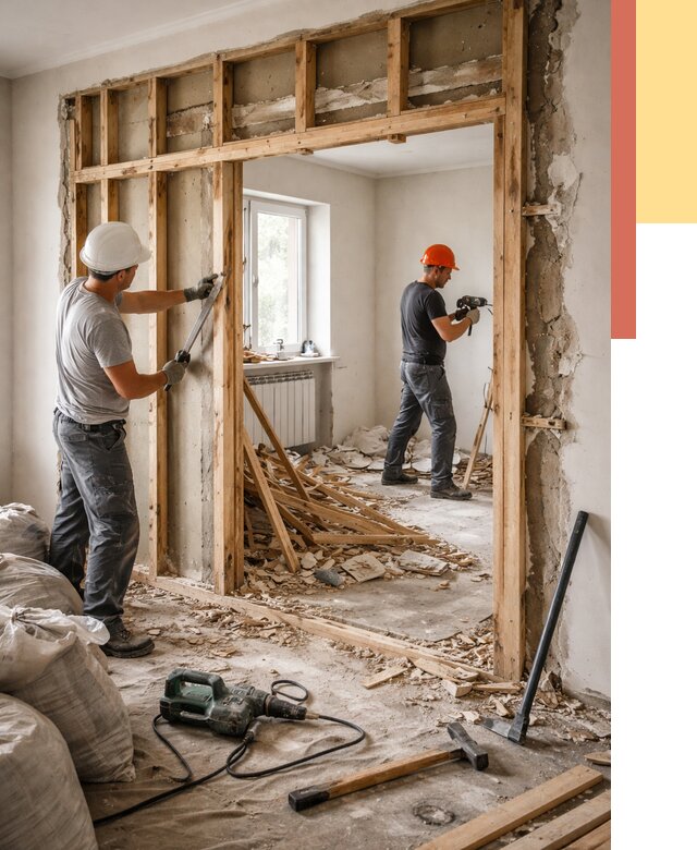 Демонтаж деревянных перегородок в калуге от 3236 руб. — быстро и недорого | ОТДЕЛОЧНИК-Клг