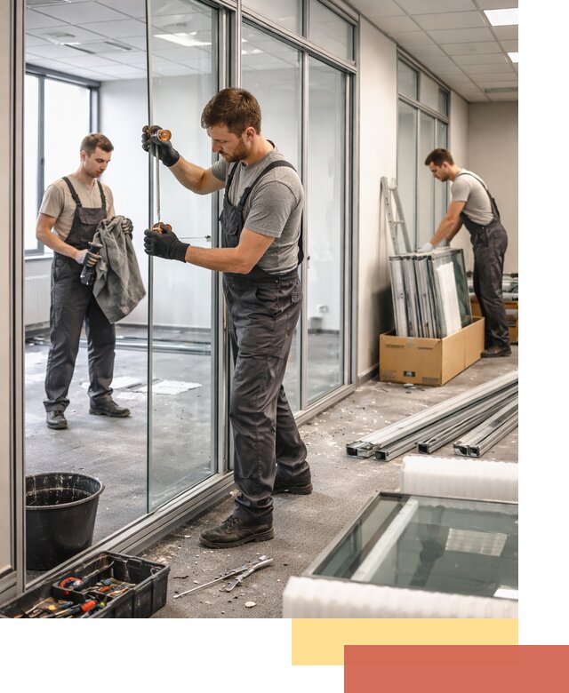 Демонтаж стеклянных перегородок в калуге быстро и безопасно