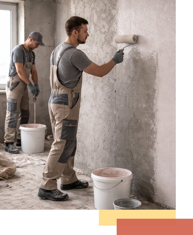 Нанесение бетоноконтакта на стены в калуге для последующей отделки