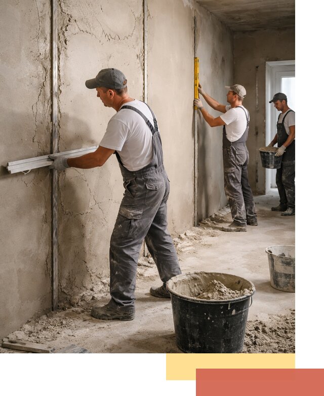 Штукатурка стен по маякам в калуге — точная и ровная поверхность