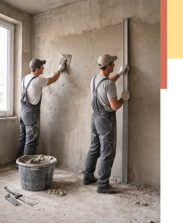 Штукатурка бетонных стен в калуге от 4551 руб/м² — качественно и быстро | ОТДЕЛОЧНИК-Клг