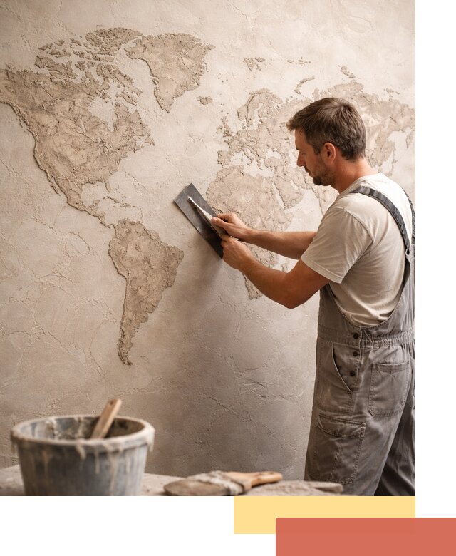 Декоративная штукатурка «Карта мира» под ключ в калуге