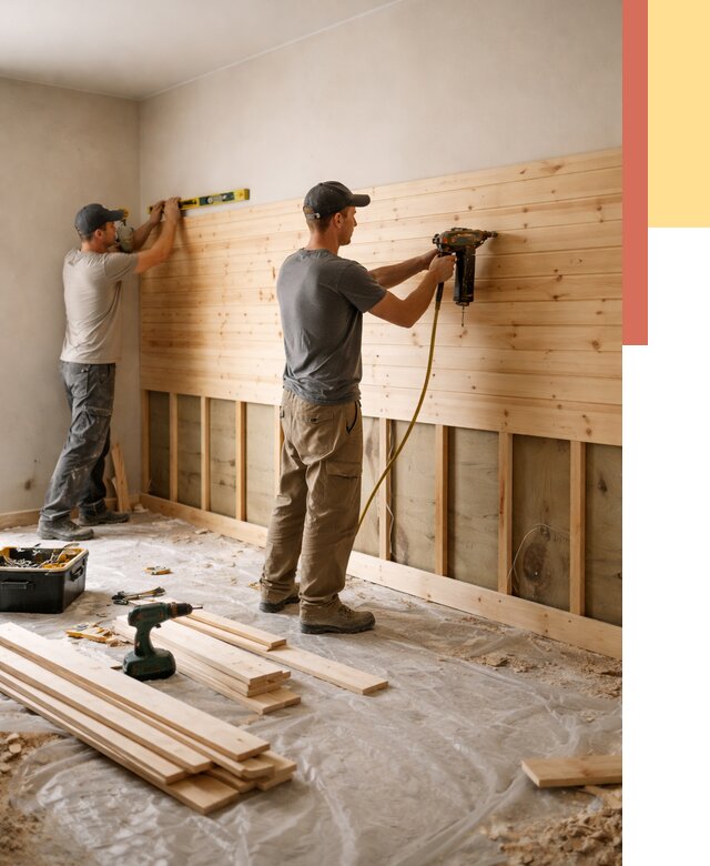 Монтаж деревянной вагонки на стены в калуге от 7586 руб. | Услуги монтажа вагонки | ОТДЕЛОЧНИК-Клг