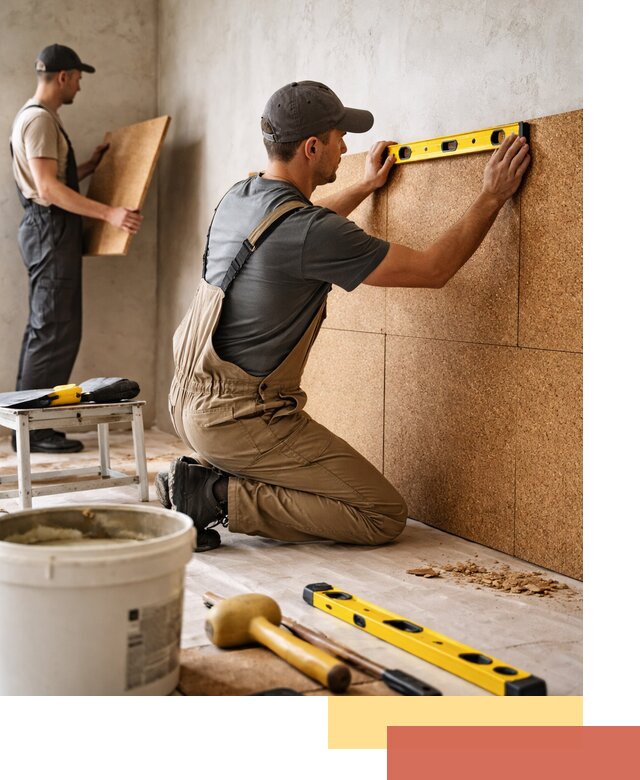 Монтаж пробковых панелей на стены в калуге быстро и качественно