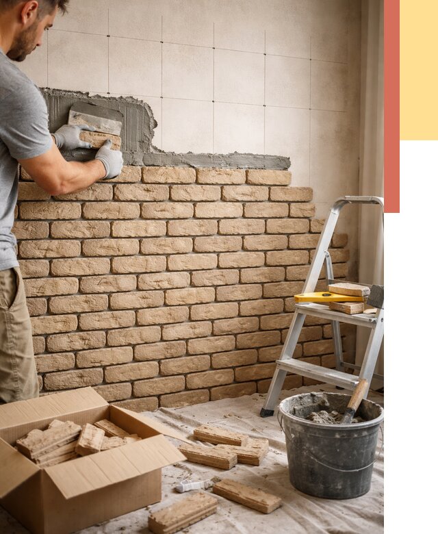 Монтаж декоративного кирпича в калуге от 3236 руб./м² — быстро и недорого | ОТДЕЛОЧНИК-Клг