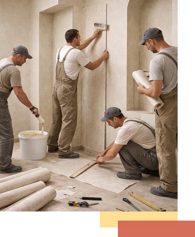 Поклейка обоев на сложные стены и неровные поверхности в калуге