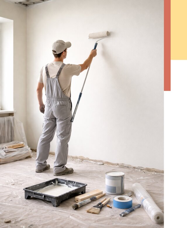 Покраска стен водоэмульсионной краской в калуге от 455 руб. за м² | ОТДЕЛОЧНИК-Клг