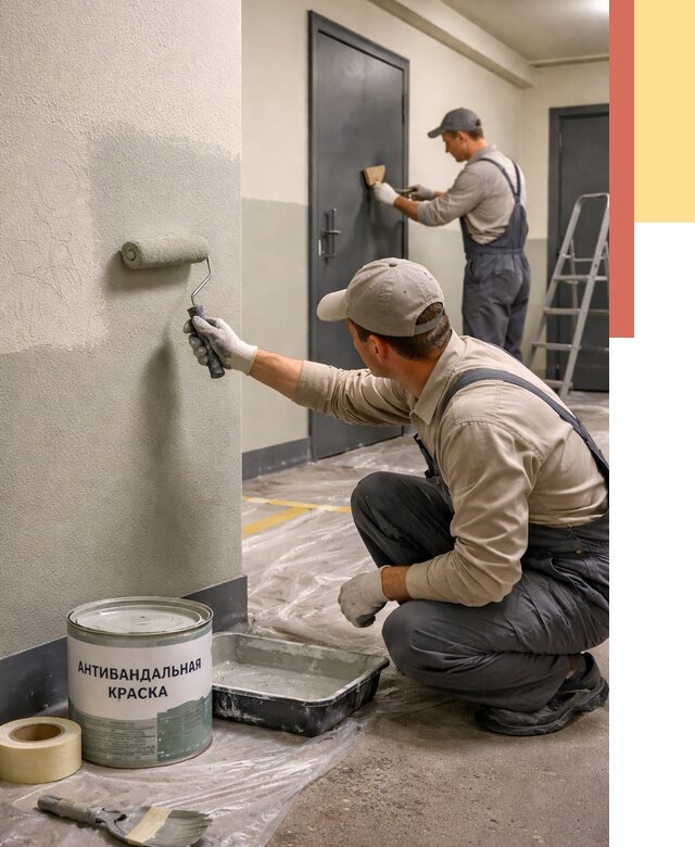Покраска стен антивандальной краской в калуге от 4551 руб./м² под ключ | ОТДЕЛОЧНИК-Клг