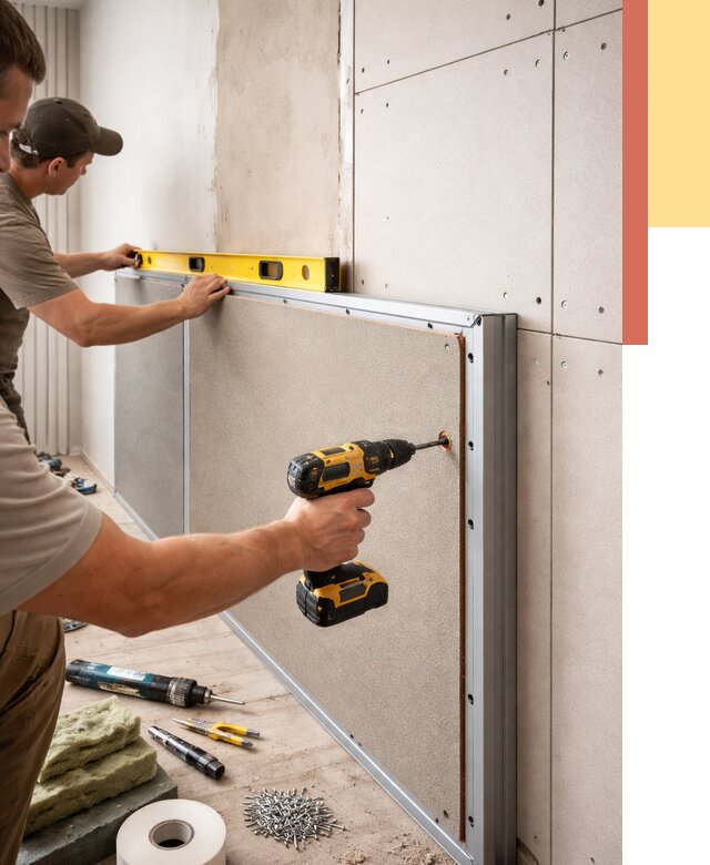 Шумоизоляция стен панелями ЗИПС в калуге от 2225 руб./м² под ключ | ОТДЕЛОЧНИК-Клг