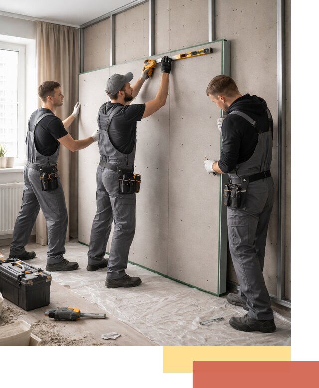 Шумоизоляция стен панелями ЗИПС в калуге для жилых и коммерческих помещений