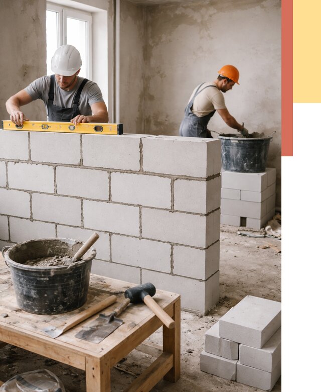 Кладка перегородок из газобетона в калуге от 3236 руб. под ключ | ОТДЕЛОЧНИК-Клг