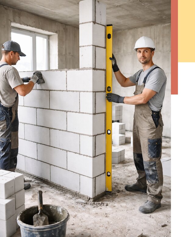 Кладка перегородок из пеноблока в калуге от 1821 руб. под ключ | ОТДЕЛОЧНИК-Клг