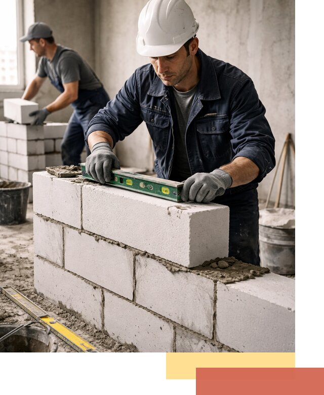 Кладка перегородок из пеноблока под ключ в калуге