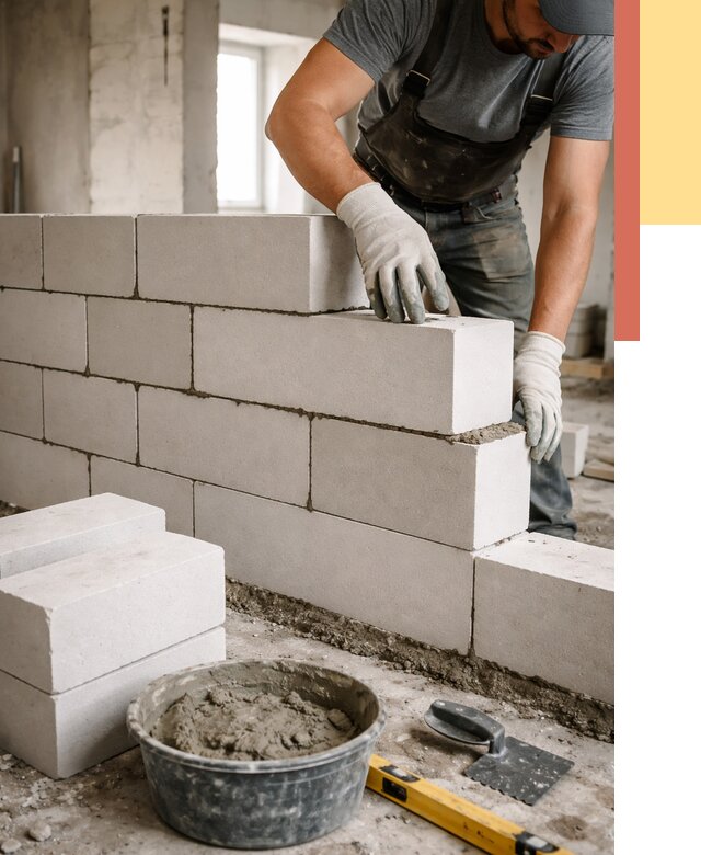 Кладка перегородок из силикатного блока в калуге от 4046 руб. под ключ | ОТДЕЛОЧНИК-Клг