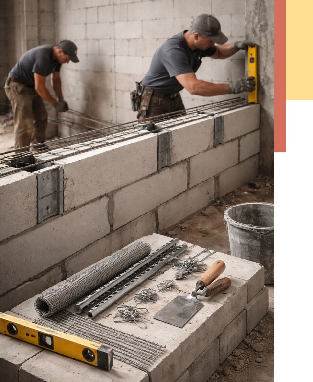 Армирование кладки перегородок в калуге от 759 руб. под ключ | ОТДЕЛОЧНИК-Клг