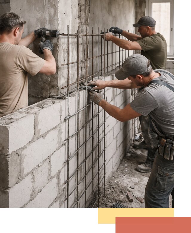 Армирование кладки перегородок в калуге профессионально и надёжно