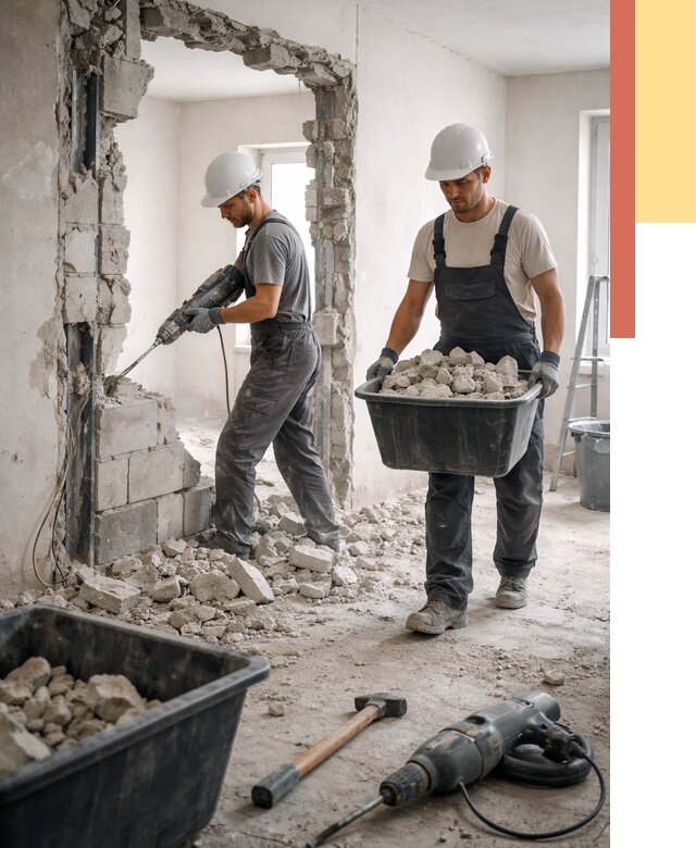 Демонтаж блоковых перегородок в калуге от 3793 руб. — быстро и недорого | ОТДЕЛОЧНИК-Клг