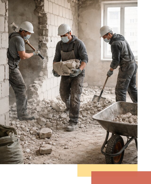 Демонтаж блочных перегородок в калуге быстро и аккуратно