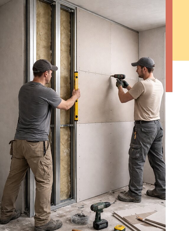 Монтаж двухслойной перегородки из гипсокартона в калуге от 1467 руб. | ОТДЕЛОЧНИК-Клг