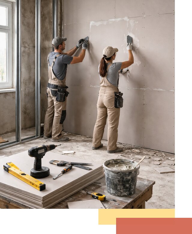 Монтаж двухслойной перегородки из гипсокартона в калуге