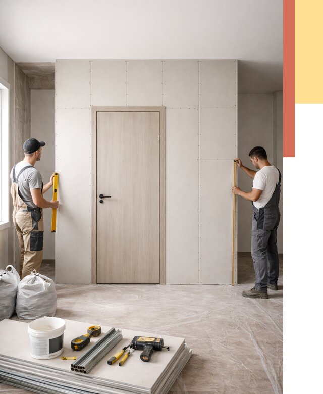 Перегородка из гипсокартона с дверью в калуге от 4551 руб. под ключ | ОТДЕЛОЧНИК-Клг