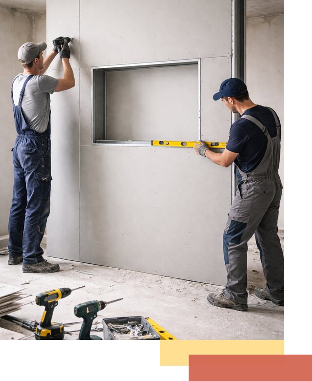 Перегородка из гипсокартона с нишей под декор в калуге