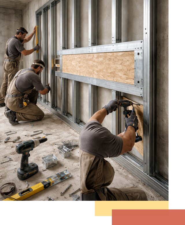 Усиленная перегородка для крепления тяжёлых конструкций в калуге