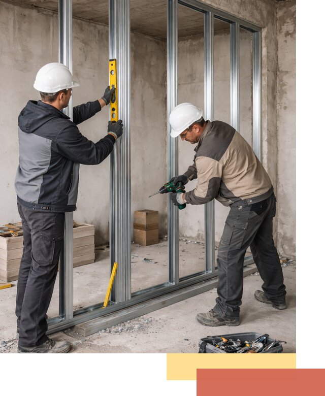 Монтаж каркаса перегородки из профиля в калуге