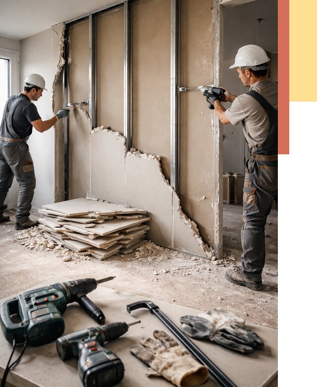 Демонтаж перегородки из гипсокартона в калуге от 1214 руб. быстро и недорого | ОТДЕЛОЧНИК-Клг