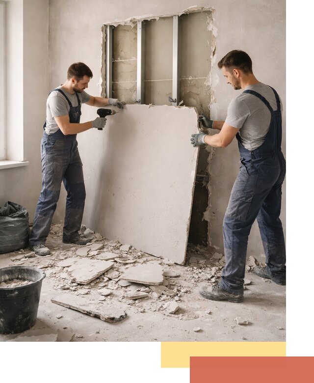 Демонтаж перегородки из гипсокартона в калуге быстрый и аккуратный