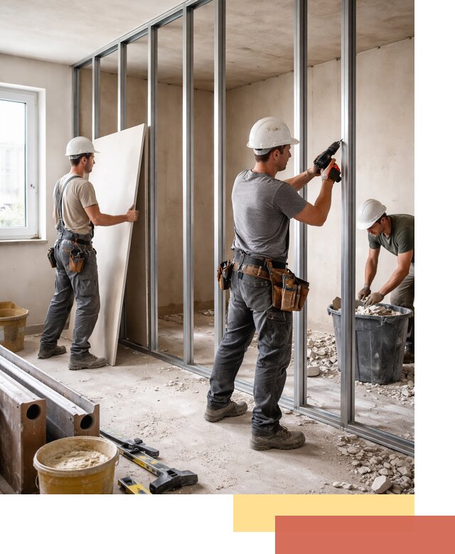 Перенос гипсокартонной перегородки в калуге профессионально и быстро