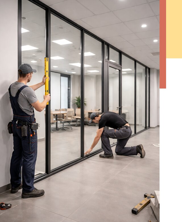 Каркасные стеклянные перегородки в калуге под ключ от 9305 руб. | ОТДЕЛОЧНИК-Клг