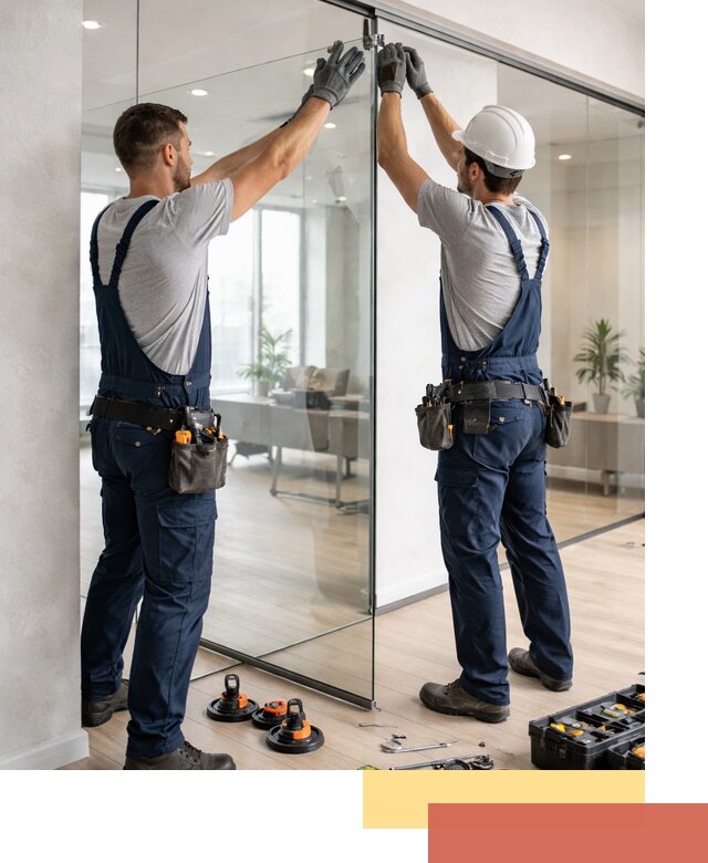 Безрамные стеклянные перегородки под ключ в калуге