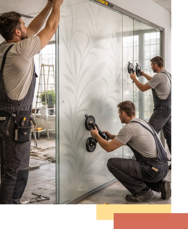 Стеклянные перегородки с рисунком на заказ в калуге