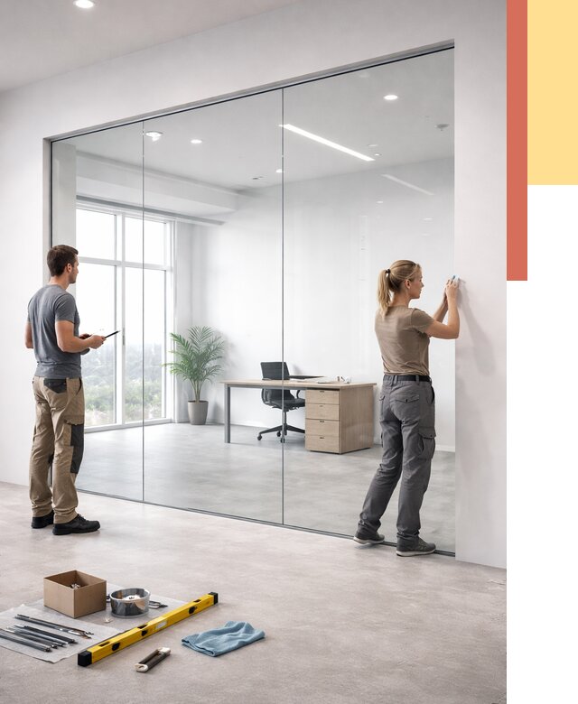 Перегородки из закаленного стекла в калуге от 9608 руб. под ключ | ОТДЕЛОЧНИК-Клг