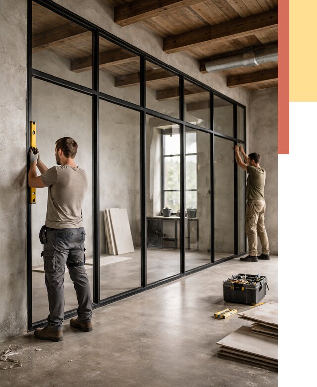 Стеклянные перегородки лофт в калуге от 10620 руб. под ключ | ОТДЕЛОЧНИК-Клг