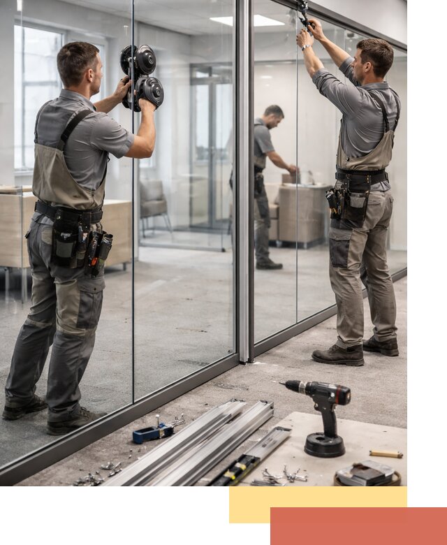 Стеклянные офисные перегородки под ключ в калуге