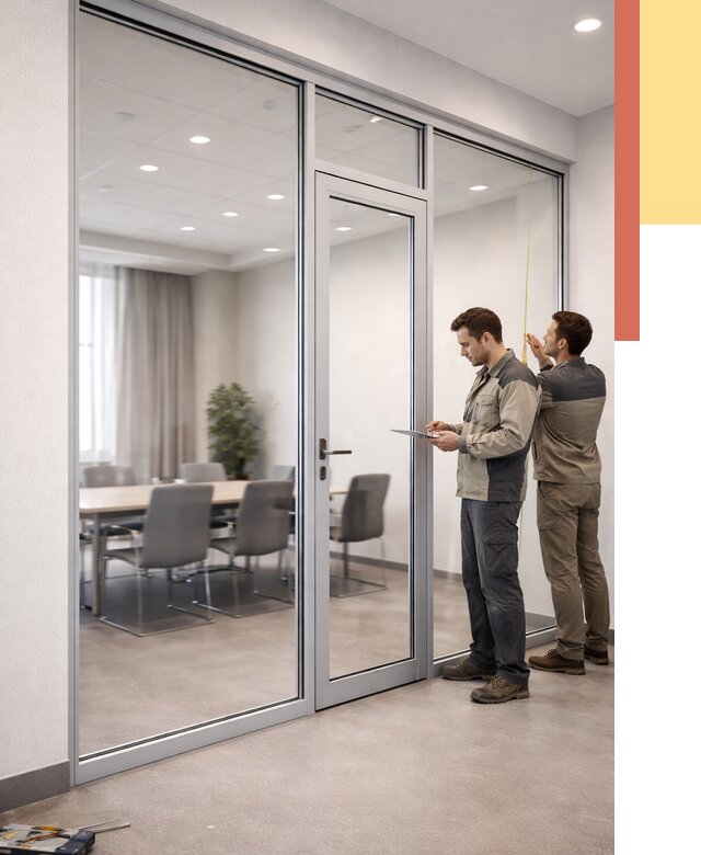 Установка и монтаж алюминиевых перегородок со стеклом в калуге от 8293 руб. | ОТДЕЛОЧНИК-Клг