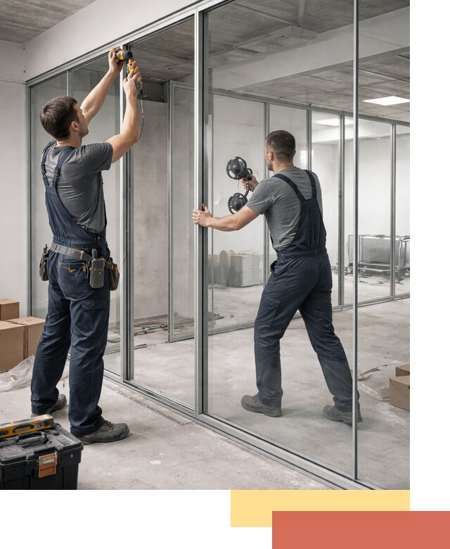 Алюминиевые перегородки со стеклом в калуге — изготовление и монтаж