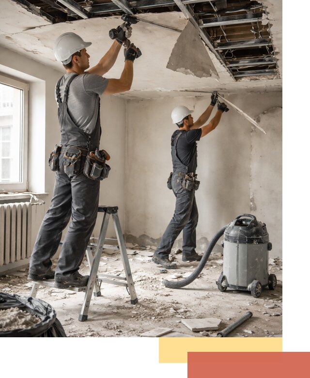 Демонтаж гипсокартонного потолка в калуге быстро и аккуратно