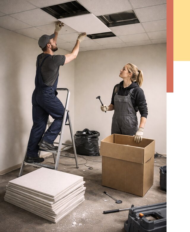 Демонтаж потолочной плитки в калуге от 4551 руб. быстро и недорого | ОТДЕЛОЧНИК-Клг