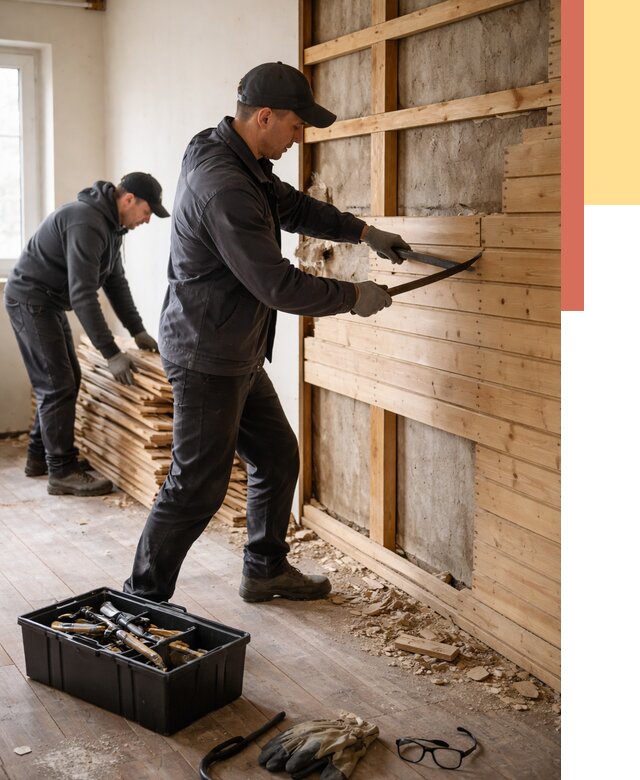 Демонтаж вагонки в калуге от 3843 руб/м2 — быстро и недорого | ОТДЕЛОЧНИК-Клг