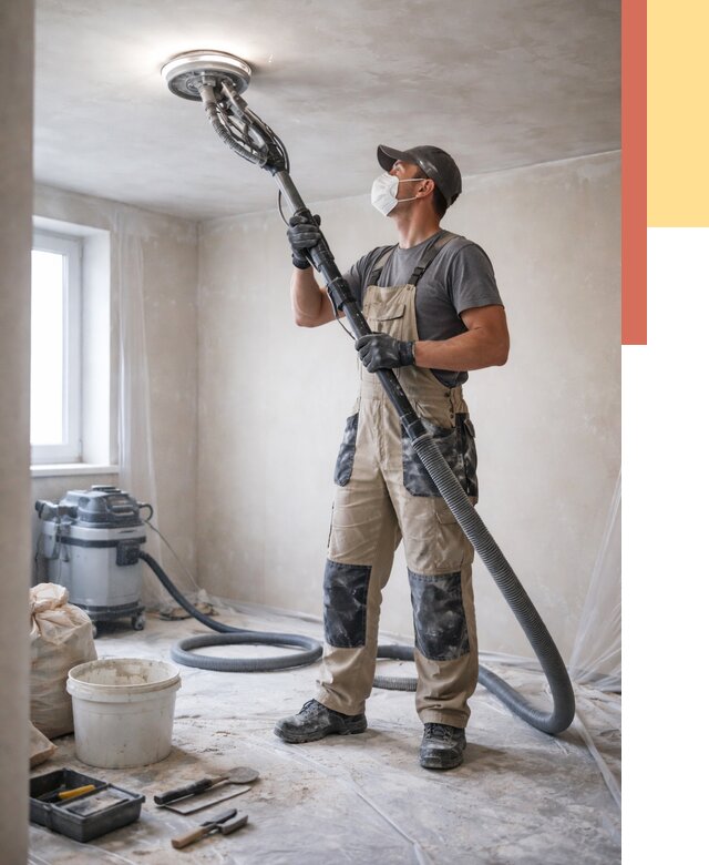 Шлифовка потолка в калуге от 3540 руб. — услуги шлифования потолка | ОТДЕЛОЧНИК-Клг