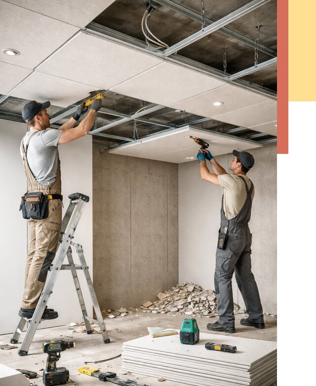 Монтаж акустического потолка в калуге от 6574 руб/м2 — быстро и недорого | ОТДЕЛОЧНИК-Клг