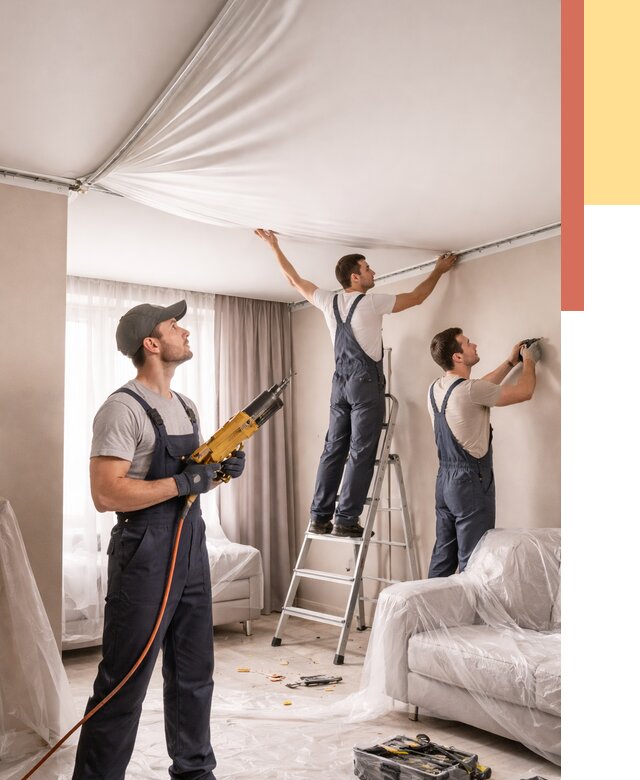 Установка натяжного потолка в калуге от 4551 руб. | Быстро и недорого — ОТДЕЛОЧНИК-Клг