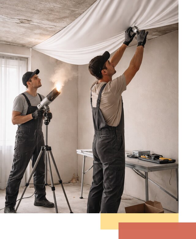 Установка натяжного потолка под ключ в калуге